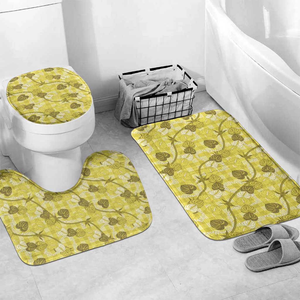 Anthurium Pikake Ti Leaf Palaka Bathroom Set Yellow Version LT01 Mat Set Only (3 pcs) One Size Yellow - Polynesian Pride