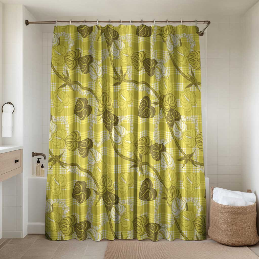Anthurium Pikake Ti Leaf Palaka Bathroom Set Yellow Version LT01 Shower Curtain Only Yellow - Polynesian Pride