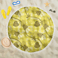 Anthurium Pikake Ti Leaf Palaka Beach Blanket Yellow Version LT01 One Size 150cm Yellow - Polynesian Pride