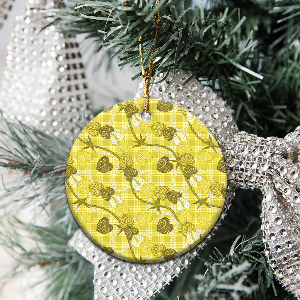Anthurium Pikake Ti Leaf Palaka Ceramic Ornament Yellow Version LT01 - Polynesian Pride