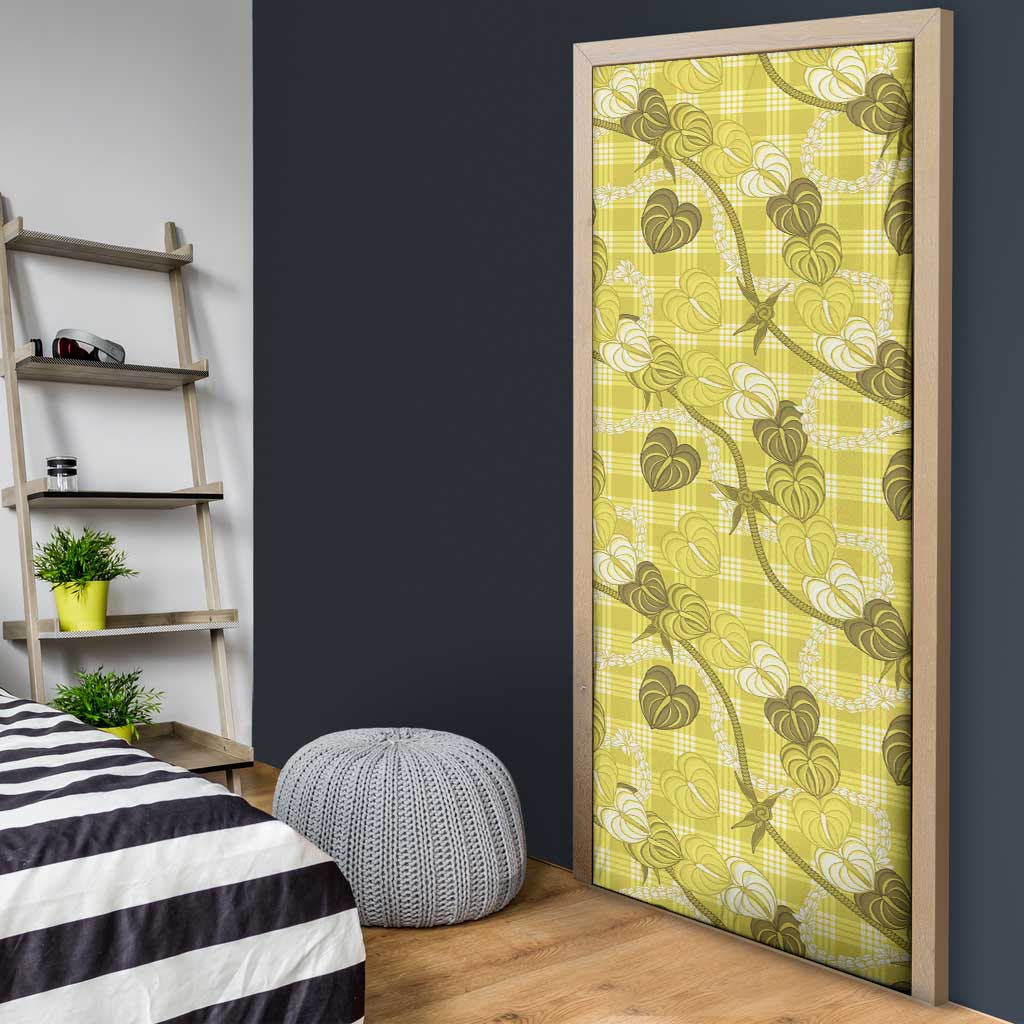 Anthurium Pikake Ti Leaf Palaka Door Cover Yellow Version LT01 - Polynesian Pride