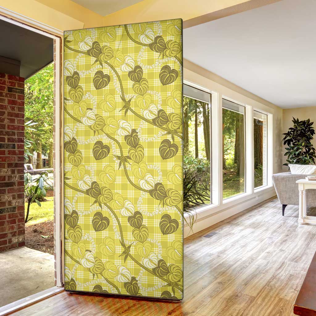 Anthurium Pikake Ti Leaf Palaka Door Cover Yellow Version LT01 - Polynesian Pride