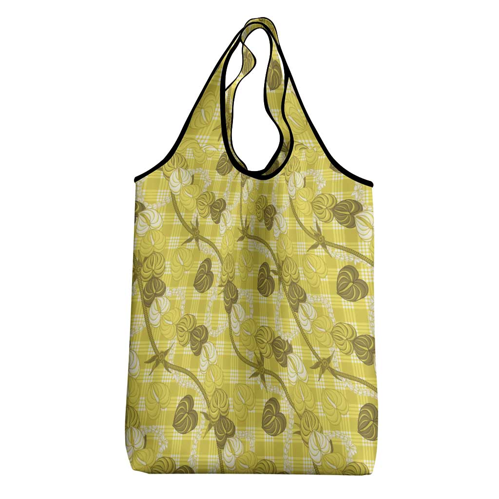 Anthurium Pikake Ti Leaf Palaka Grocery Bag Yellow Version LT01 - Polynesian Pride