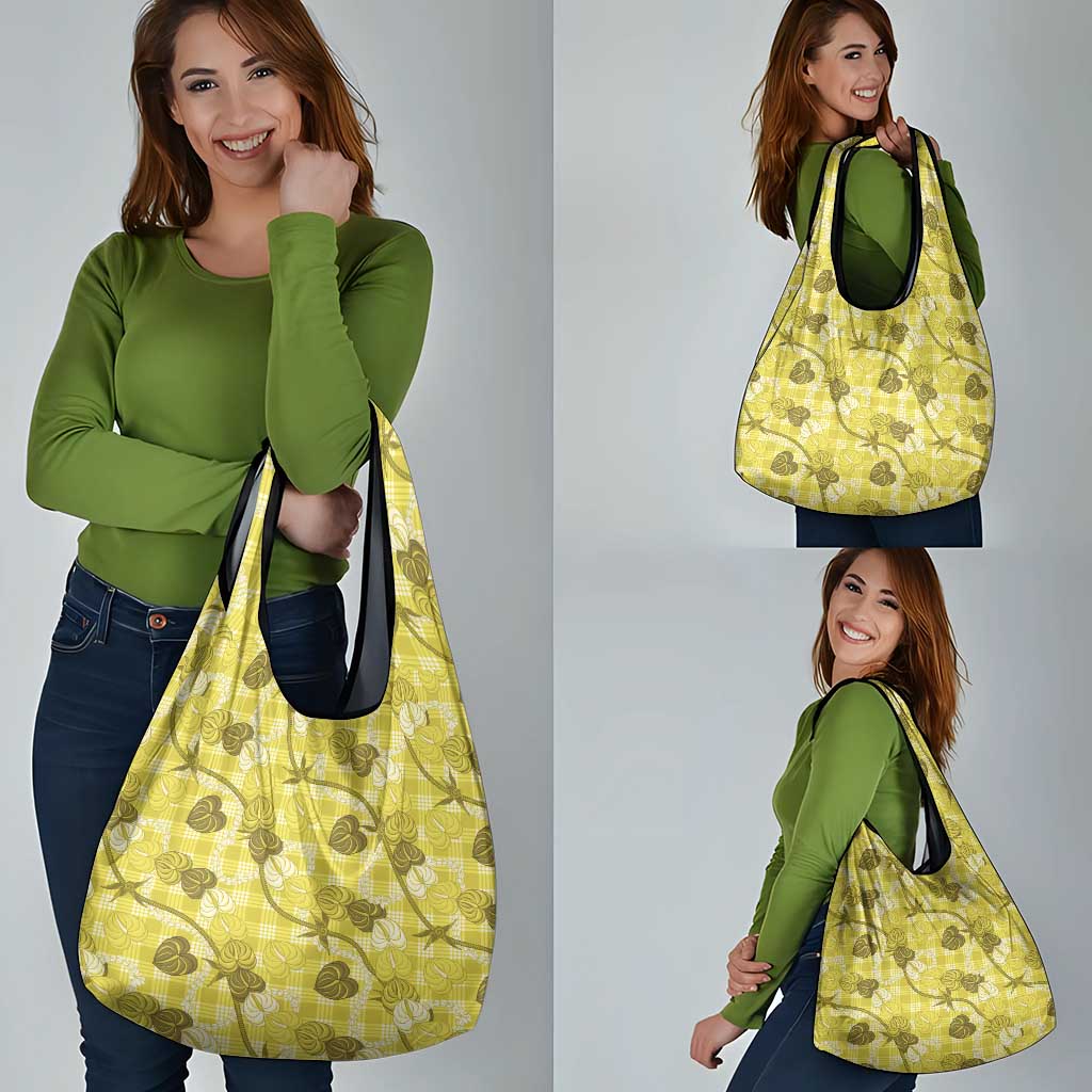 Anthurium Pikake Ti Leaf Palaka Grocery Bag Yellow Version LT01 - Polynesian Pride