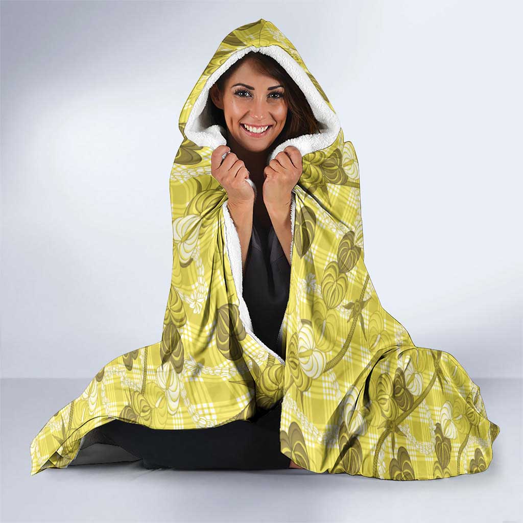 Anthurium Pikake Ti Leaf Palaka Hooded Blanket Yellow Version LT01 - Polynesian Pride