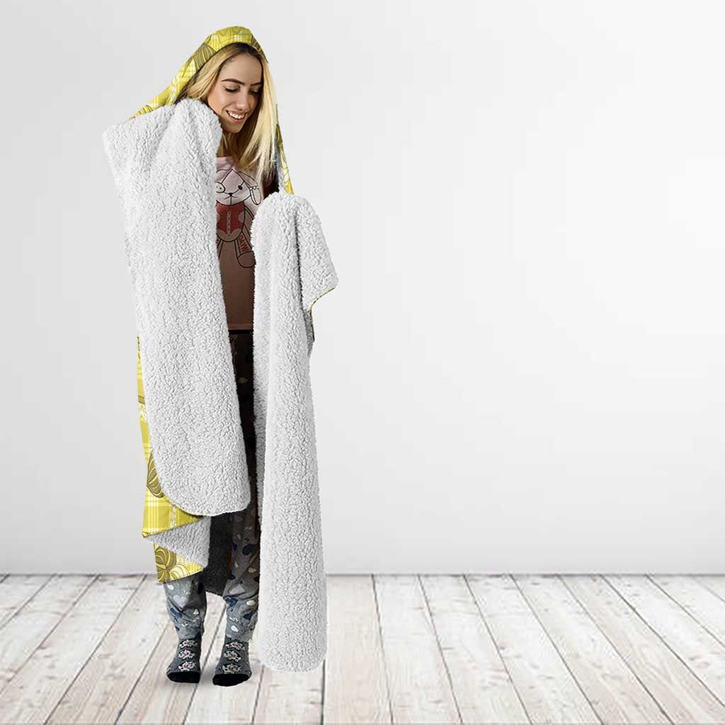 Anthurium Pikake Ti Leaf Palaka Hooded Blanket Yellow Version LT01 - Polynesian Pride