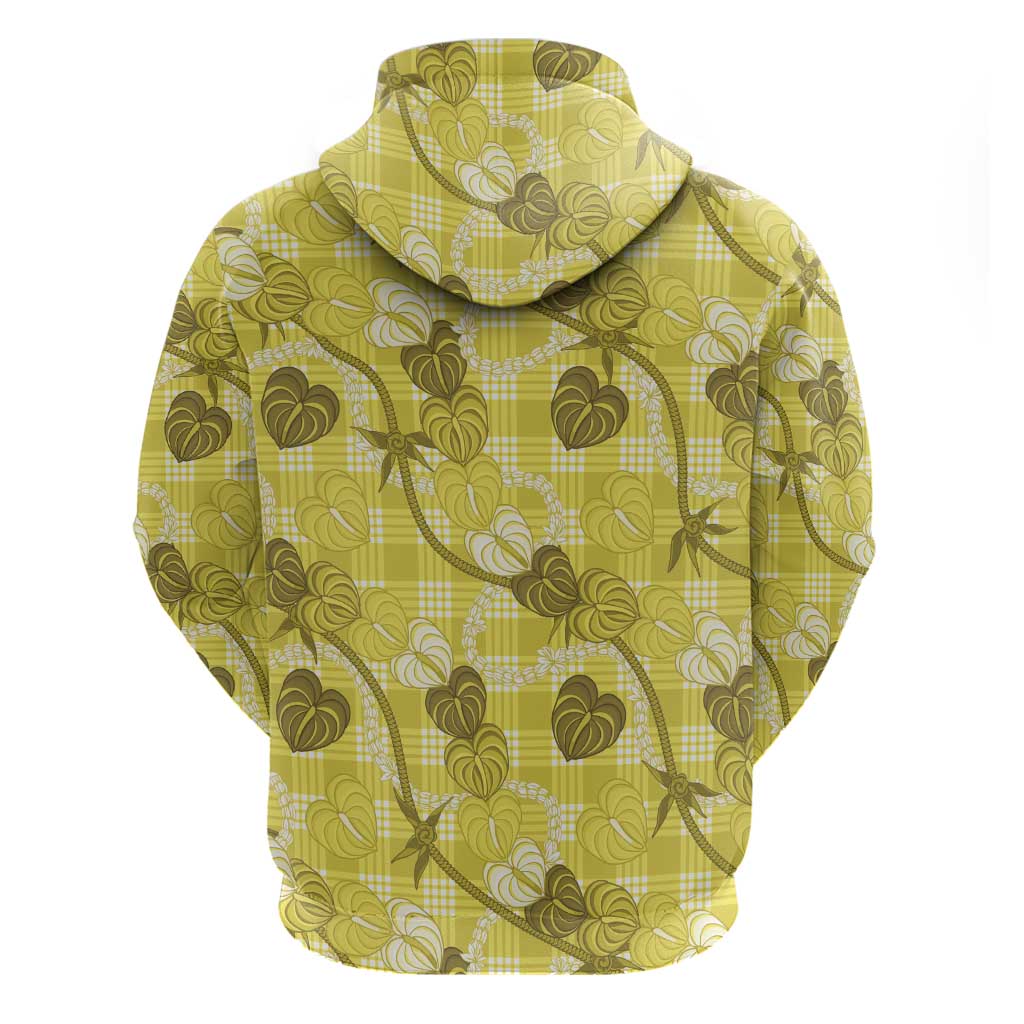 Anthurium Pikake Ti Leaf Palaka Hoodie Yellow Version LT01 - Polynesian Pride