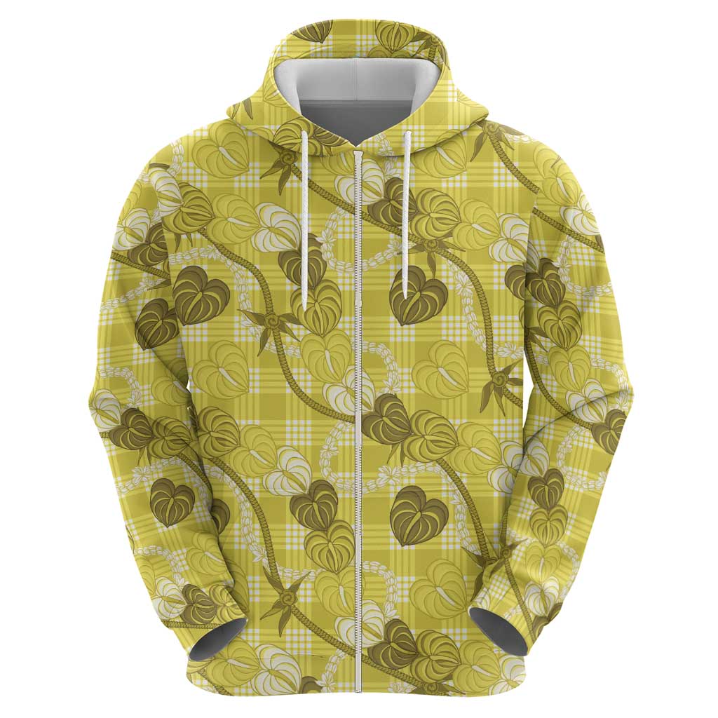 Anthurium Pikake Ti Leaf Palaka Hoodie Yellow Version LT01 - Polynesian Pride
