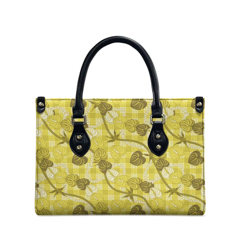 Anthurium Pikake Ti Leaf Palaka Leather Bag Yellow Version LT01 - Polynesian Pride