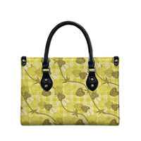 Anthurium Pikake Ti Leaf Palaka Leather Bag Yellow Version LT01 - Polynesian Pride