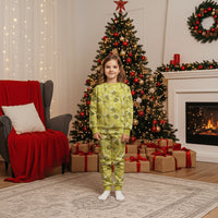 Anthurium Pikake Ti Leaf Palaka Christmas Pajama Set Yellow Version LT01 Kid Yellow - Polynesian Pride