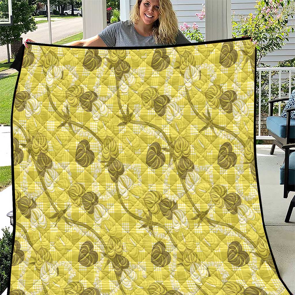 Anthurium Pikake Ti Leaf Palaka Quilt Yellow Version LT01 Yellow - Polynesian Pride