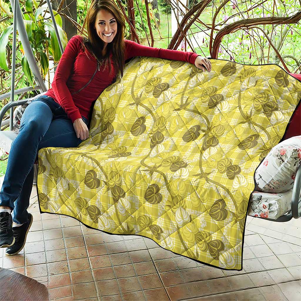 Anthurium Pikake Ti Leaf Palaka Quilt Yellow Version LT01 - Polynesian Pride