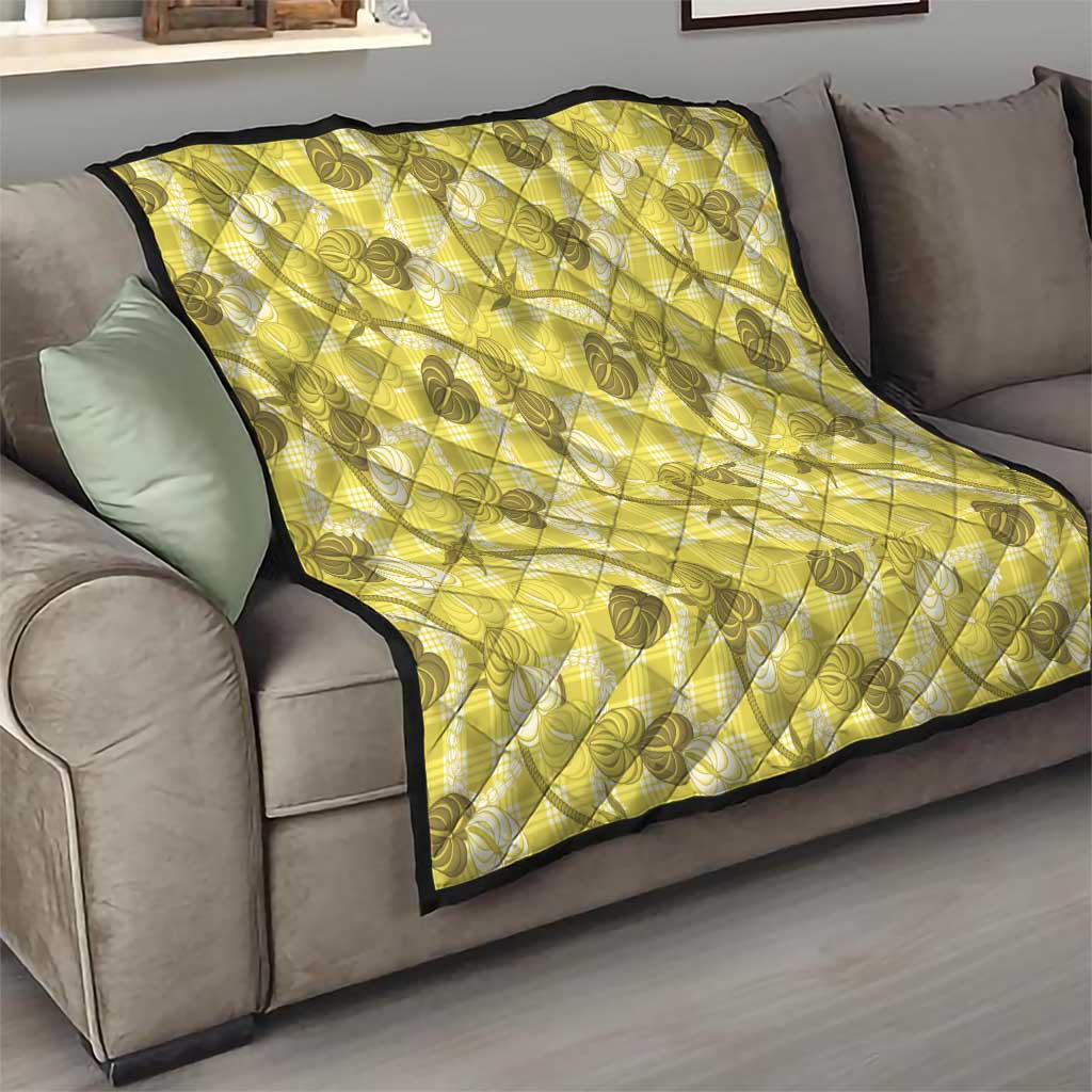Anthurium Pikake Ti Leaf Palaka Quilt Yellow Version LT01 - Polynesian Pride