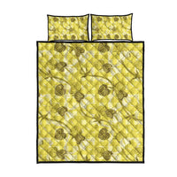 Anthurium Pikake Ti Leaf Palaka Quilt Bed Set Yellow Version LT01 - Polynesian Pride