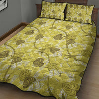 Anthurium Pikake Ti Leaf Palaka Quilt Bed Set Yellow Version LT01 - Polynesian Pride