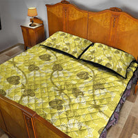 Anthurium Pikake Ti Leaf Palaka Quilt Bed Set Yellow Version LT01 - Polynesian Pride