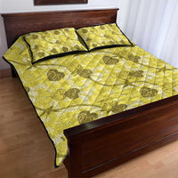 Anthurium Pikake Ti Leaf Palaka Quilt Bed Set Yellow Version LT01 - Polynesian Pride