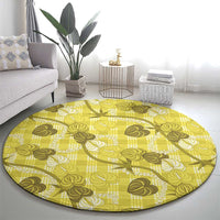 Anthurium Pikake Ti Leaf Palaka Round Carpet Yellow Version LT01 - Polynesian Pride