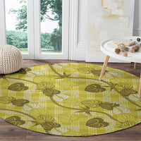 Anthurium Pikake Ti Leaf Palaka Round Carpet Yellow Version LT01 - Polynesian Pride