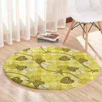 Anthurium Pikake Ti Leaf Palaka Round Carpet Yellow Version LT01 - Polynesian Pride