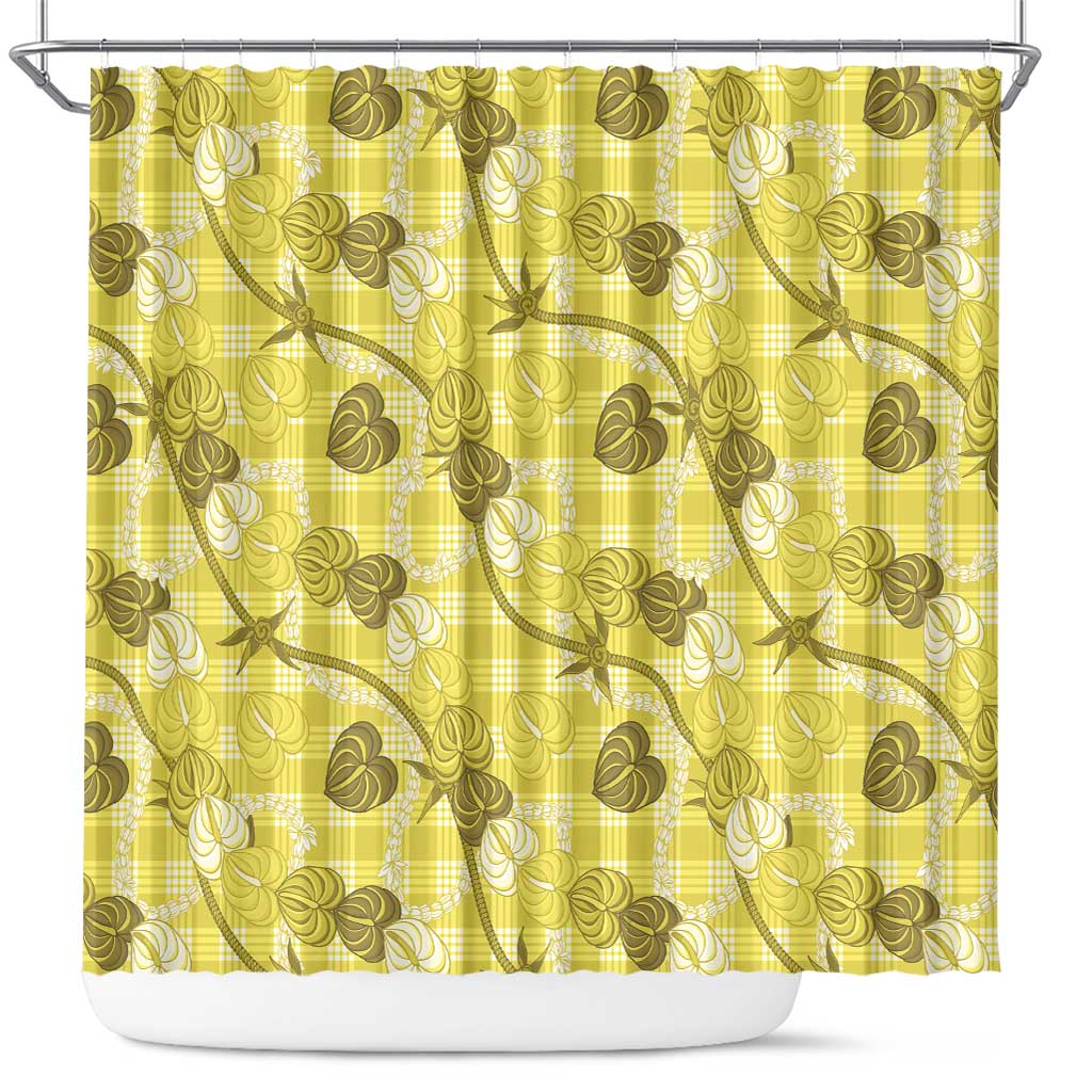 Anthurium Pikake Ti Leaf Palaka Shower Curtain Yellow Version LT01 Yellow - Polynesian Pride