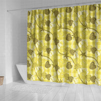 Anthurium Pikake Ti Leaf Palaka Shower Curtain Yellow Version LT01 - Polynesian Pride
