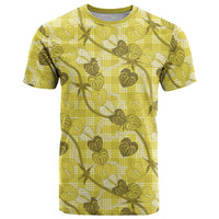 Anthurium Pikake Ti Leaf Palaka T Shirt Yellow Version LT01 Yellow - Polynesian Pride