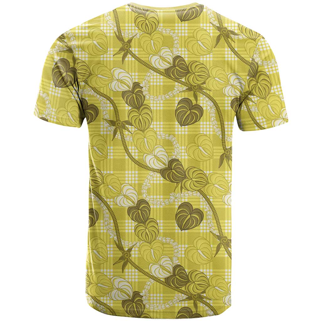 Anthurium Pikake Ti Leaf Palaka T Shirt Yellow Version LT01 - Polynesian Pride