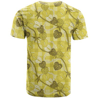 Anthurium Pikake Ti Leaf Palaka T Shirt Yellow Version LT01 - Polynesian Pride