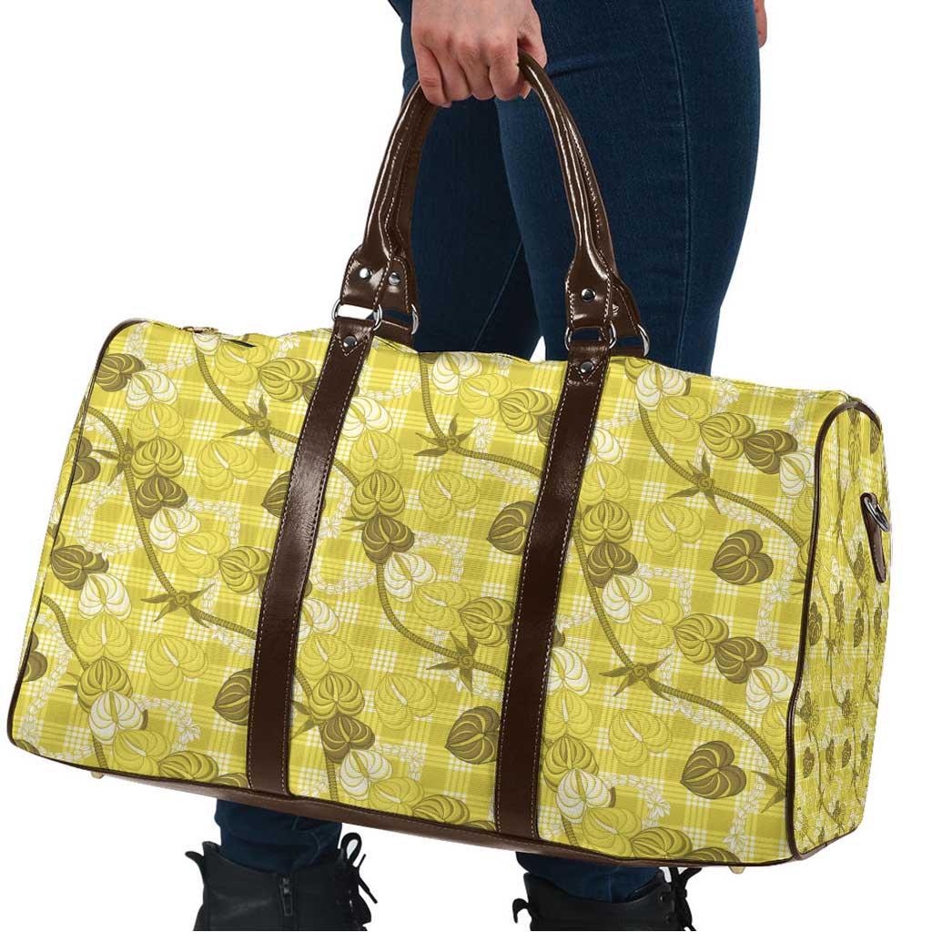 Anthurium Pikake Ti Leaf Palaka Travel Bag Yellow Version LT01 - Polynesian Pride