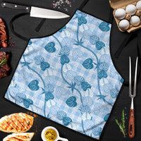 Anthurium Pikake Ti Leaf Palaka Apron Blue Version LT01 Blue - Polynesian Pride