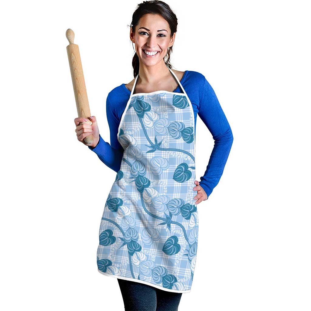 Anthurium Pikake Ti Leaf Palaka Apron Blue Version LT01 - Polynesian Pride