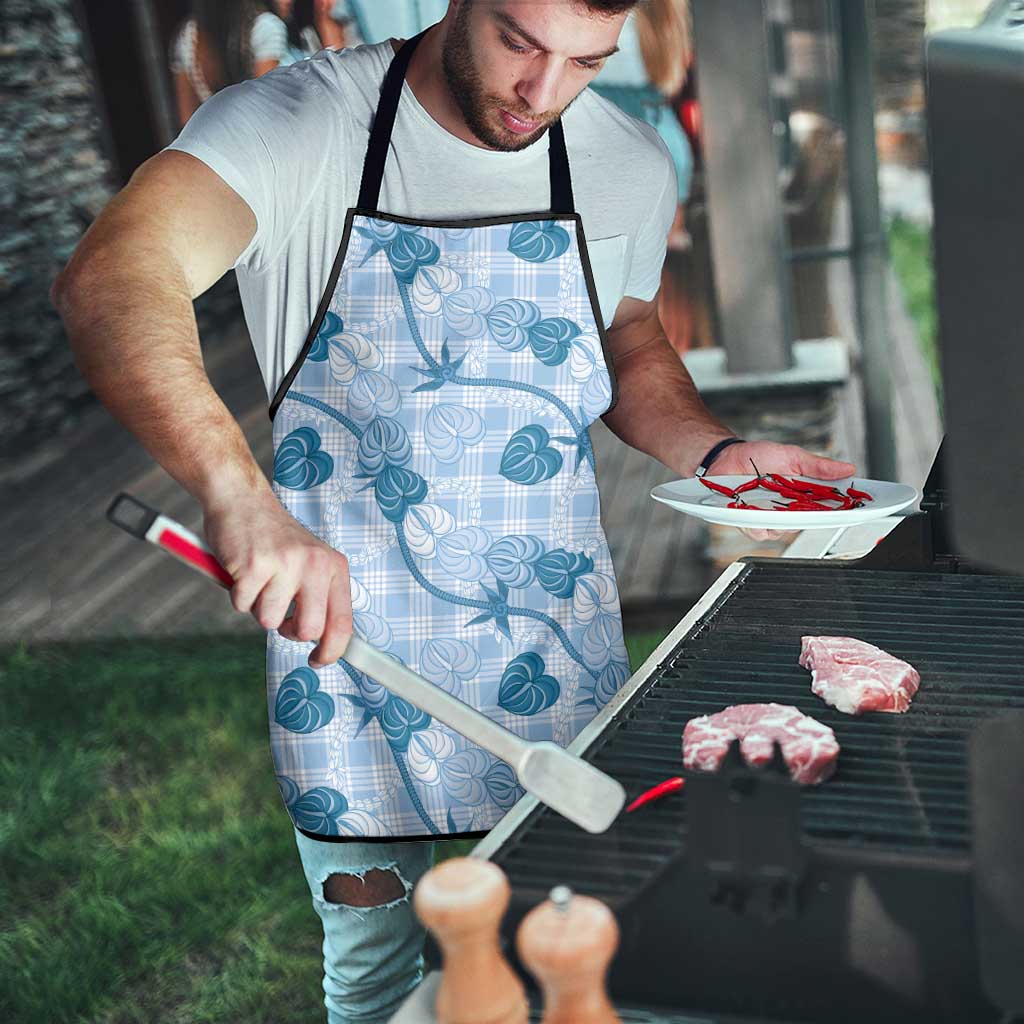 Anthurium Pikake Ti Leaf Palaka Apron Blue Version LT01 - Polynesian Pride