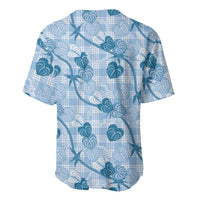 Anthurium Pikake Ti Leaf Palaka Baseball Jersey Blue Version LT01 - Polynesian Pride