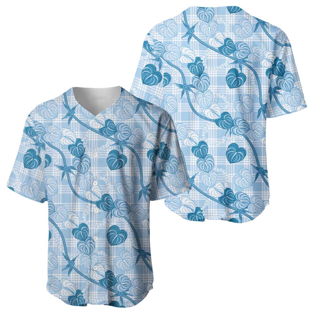 Anthurium Pikake Ti Leaf Palaka Baseball Jersey Blue Version LT01 - Polynesian Pride
