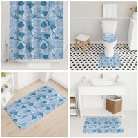 Anthurium Pikake Ti Leaf Palaka Bathroom Set Blue Version LT01 - Polynesian Pride