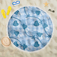 Anthurium Pikake Ti Leaf Palaka Beach Blanket Blue Version LT01 One Size 150cm Blue - Polynesian Pride