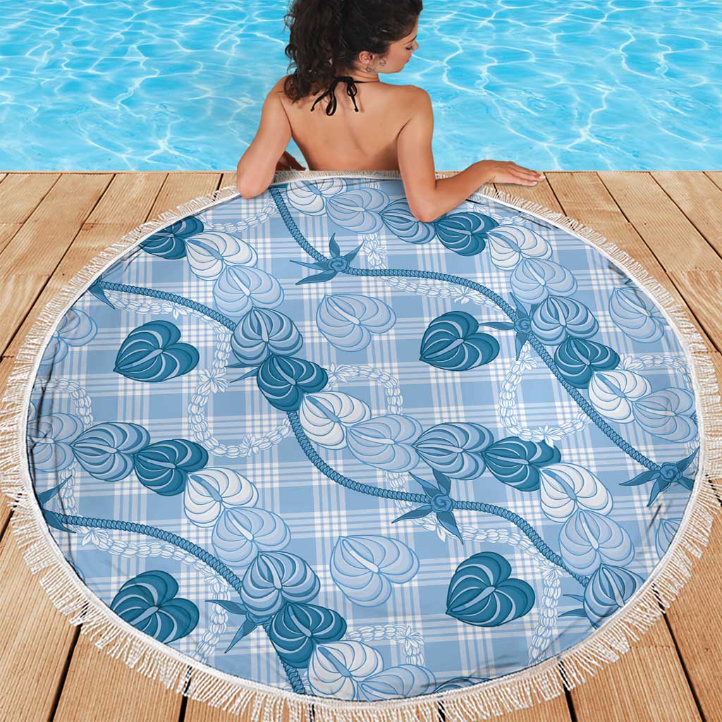 Anthurium Pikake Ti Leaf Palaka Beach Blanket Blue Version LT01 - Polynesian Pride