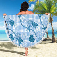 Anthurium Pikake Ti Leaf Palaka Beach Blanket Blue Version LT01 - Polynesian Pride