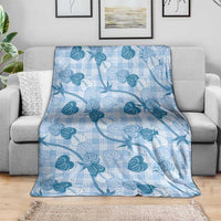 Anthurium Pikake Ti Leaf Palaka Blanket Blue Version LT01 - Polynesian Pride