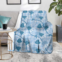 Anthurium Pikake Ti Leaf Palaka Blanket Blue Version LT01 - Polynesian Pride