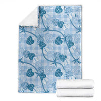 Anthurium Pikake Ti Leaf Palaka Blanket Blue Version LT01 - Polynesian Pride