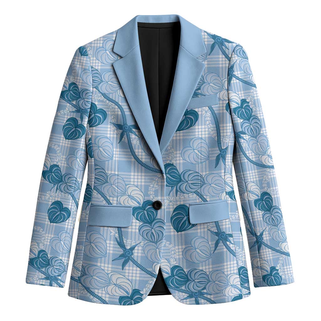 Anthurium Pikake Ti Leaf Palaka Blazer Blue Version LT01 Unisex Blue - Polynesian Pride