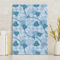 Anthurium Pikake Ti Leaf Palaka Canvas Wall Art Blue Version LT01 Without Frame Blue - Polynesian Pride