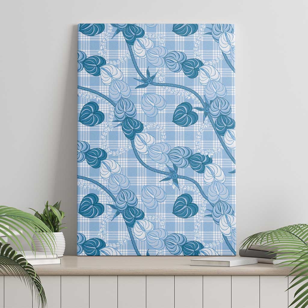 Anthurium Pikake Ti Leaf Palaka Canvas Wall Art Blue Version LT01 - Polynesian Pride