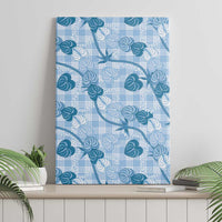 Anthurium Pikake Ti Leaf Palaka Canvas Wall Art Blue Version LT01 - Polynesian Pride