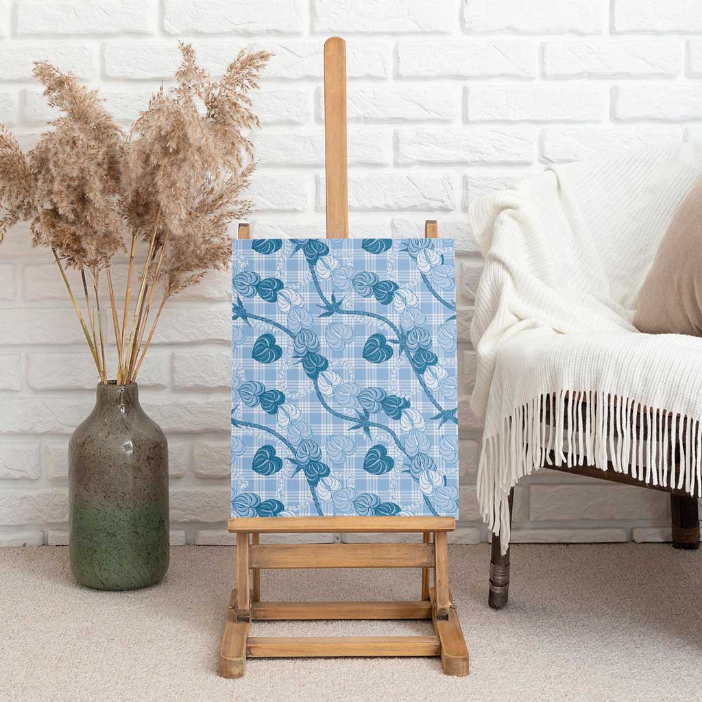 Anthurium Pikake Ti Leaf Palaka Canvas Wall Art Blue Version LT01 - Polynesian Pride