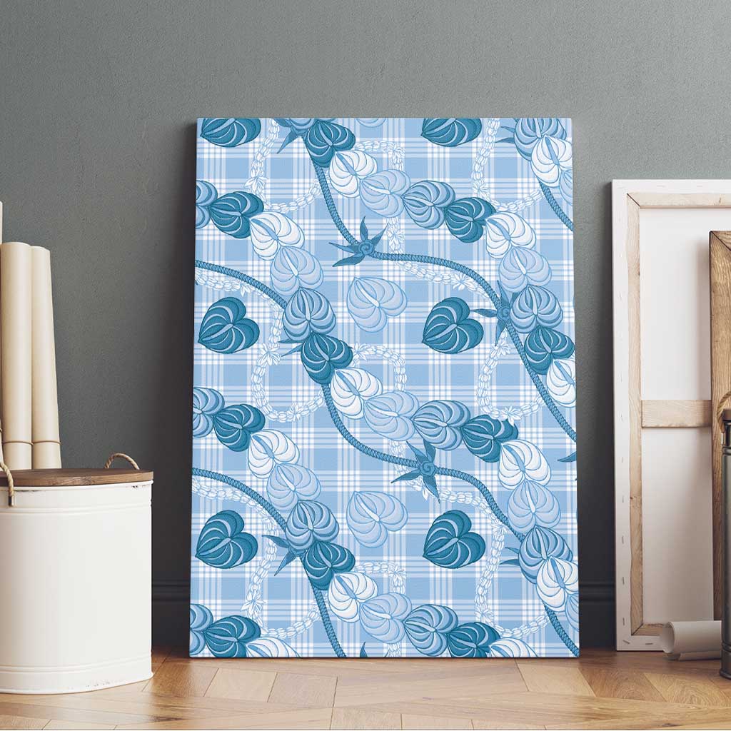 Anthurium Pikake Ti Leaf Palaka Canvas Wall Art Blue Version LT01 - Polynesian Pride