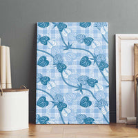 Anthurium Pikake Ti Leaf Palaka Canvas Wall Art Blue Version LT01 - Polynesian Pride